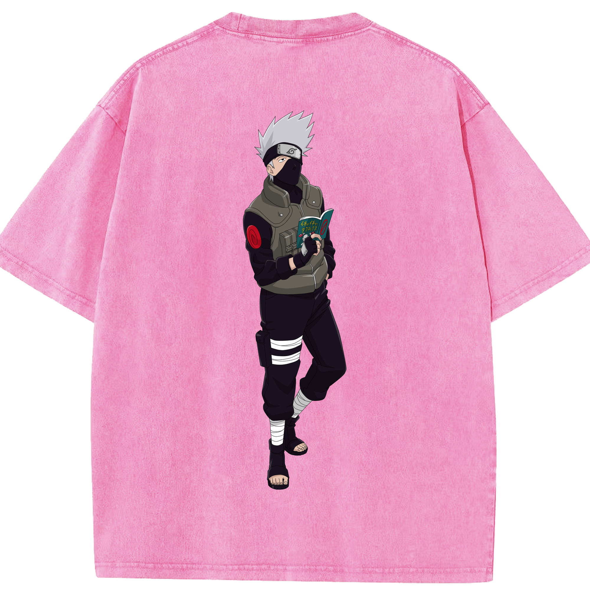 （画像用） NARUTO -ナルト- はたけ カカシ Hatake Kakashi 綿100% ヴィンテージ風 半袖Tシャツ（背面プリント）